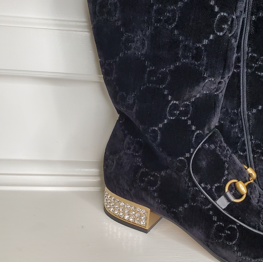 AUTHENTIC GUCCI SUEDE SIGNATURE BOOTS - Picture 4 of 13